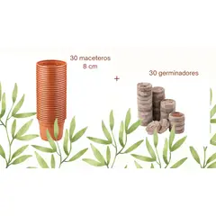 GENERICO - SET de 30 Maceteros 8cm y 30 germinadores