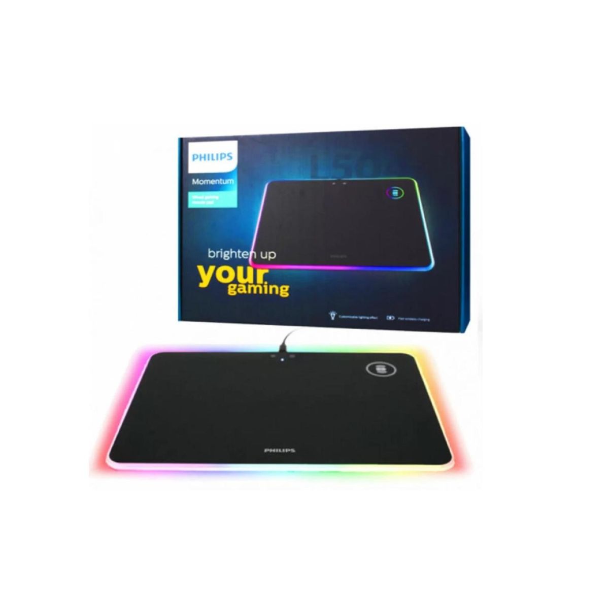 PHILIPS - MousePad Gamer RGB 35x25x5Cm Con Carga inalambrica Philips