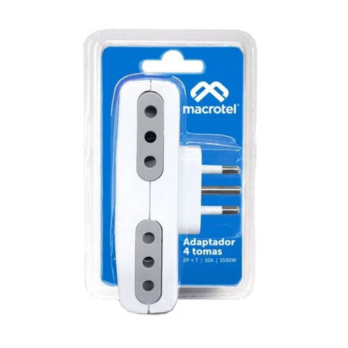 MACROTEL - Adaptador Enchufe 4 Socket 4 Tomas Blanco