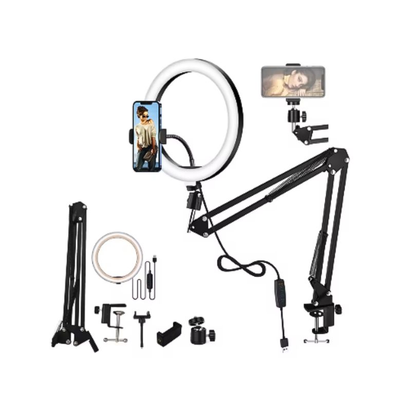 GENERICO - Kit Soporte Celular Tablet Para Fotos Videos Con Aro Luz Led