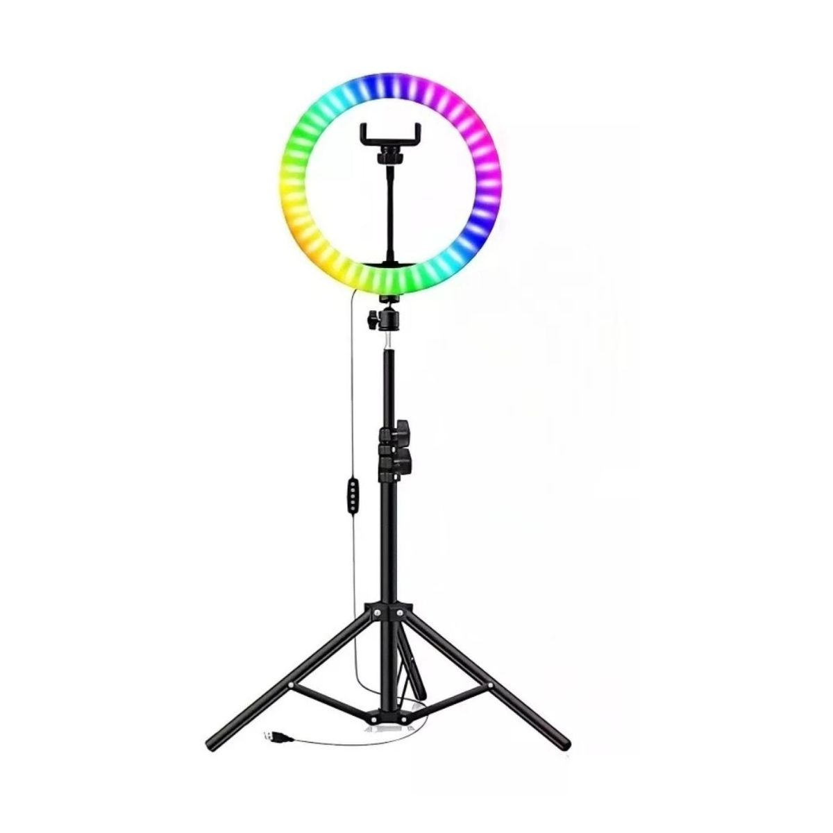 GENERICO - Aro De LUZ LED RGB 26cm USB Tripode 2m Negro