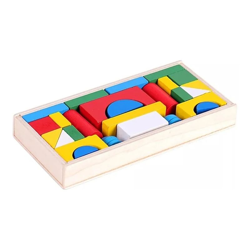 GENERICO - Caja De Madera Didáctica Apilar Armar 26 Mini Bloques 26