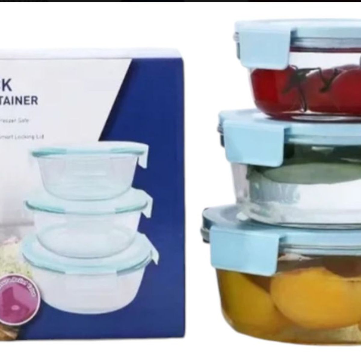 GENERICO - Set 3 Fiambrera De Vidrio Contenedor De Alimentos