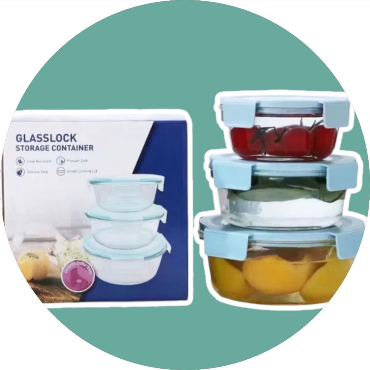 GENERICO - Set 3 Fiambrera De Vidrio Contenedor De Alimentos