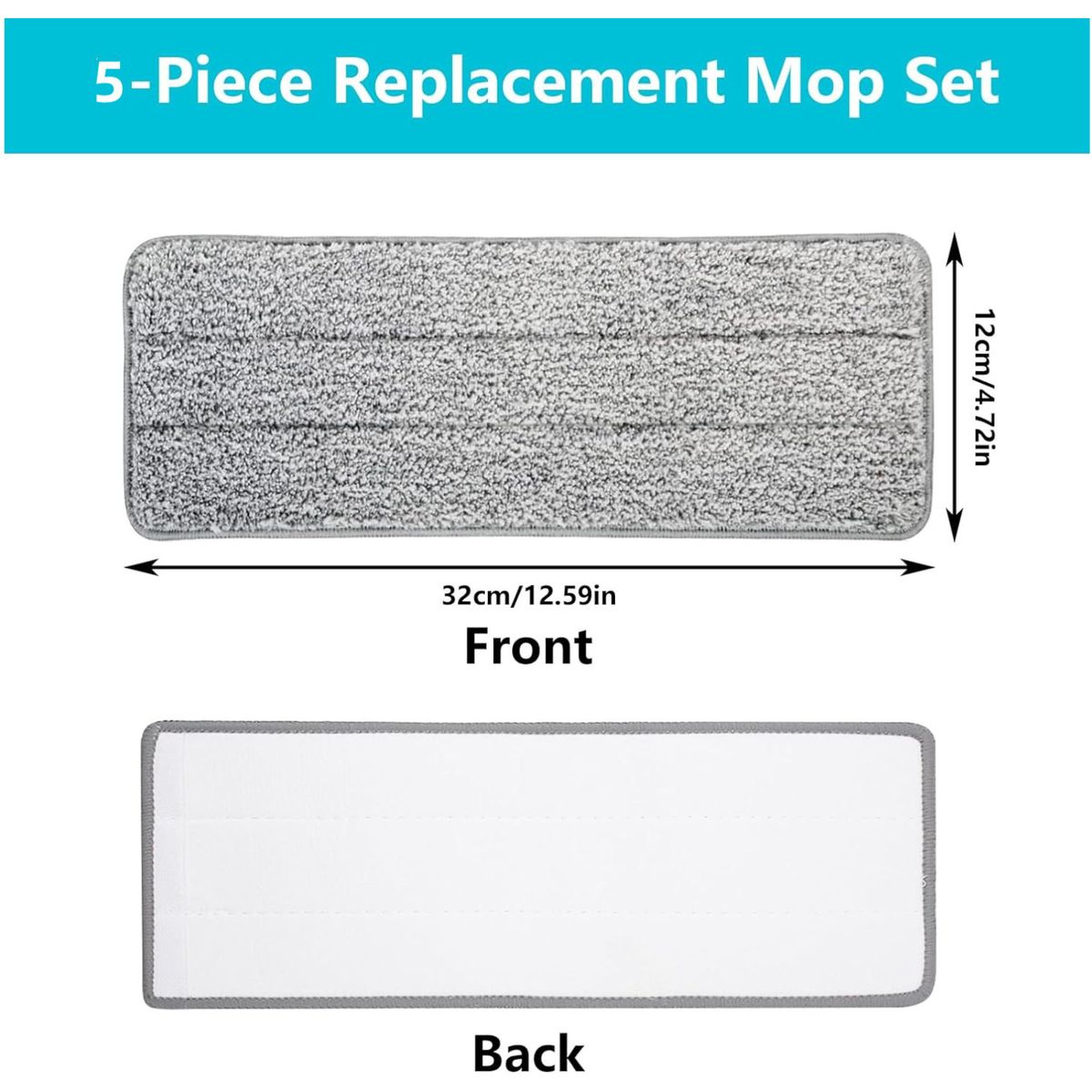 KUANGYE - 5 Repuesto Microfibra Trapeador Mopa Plano Limpieza Hogar