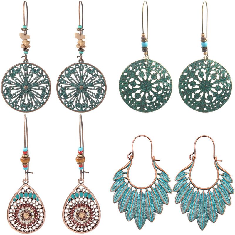 TIOZONEY - Juego de Aretes Boho-Chic Tribal 4pcs