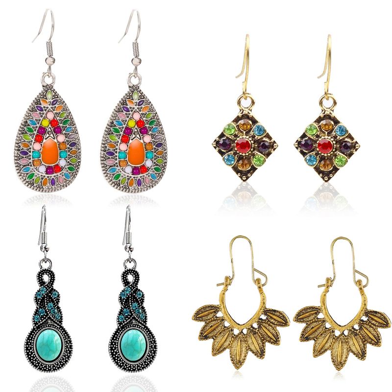 TIOZONEY - Juego de Aretes Boho-Chic Tribal 4pcs