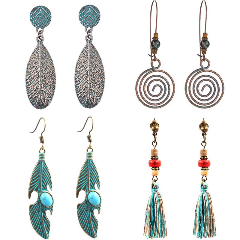 TIOZONEY - Juego de Aretes Boho-Chic Tribal 4pcs