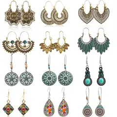 TIOZONEY - Juego de Aretes Boho-Chic Tribal 12pcs