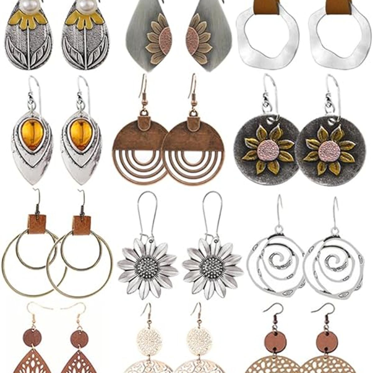 TIOZONEY - 12pcs Juego de Aretes Boho-Chic Tribal