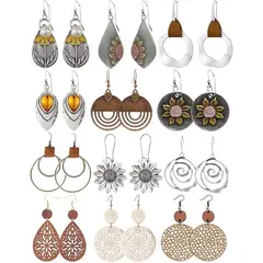 TIOZONEY - 12pcs Juego de Aretes Boho-Chic Tribal