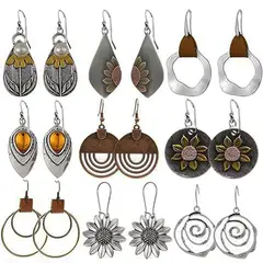 TIOZONEY - 9pcs Juego de Aretes Boho-Chic Tribal