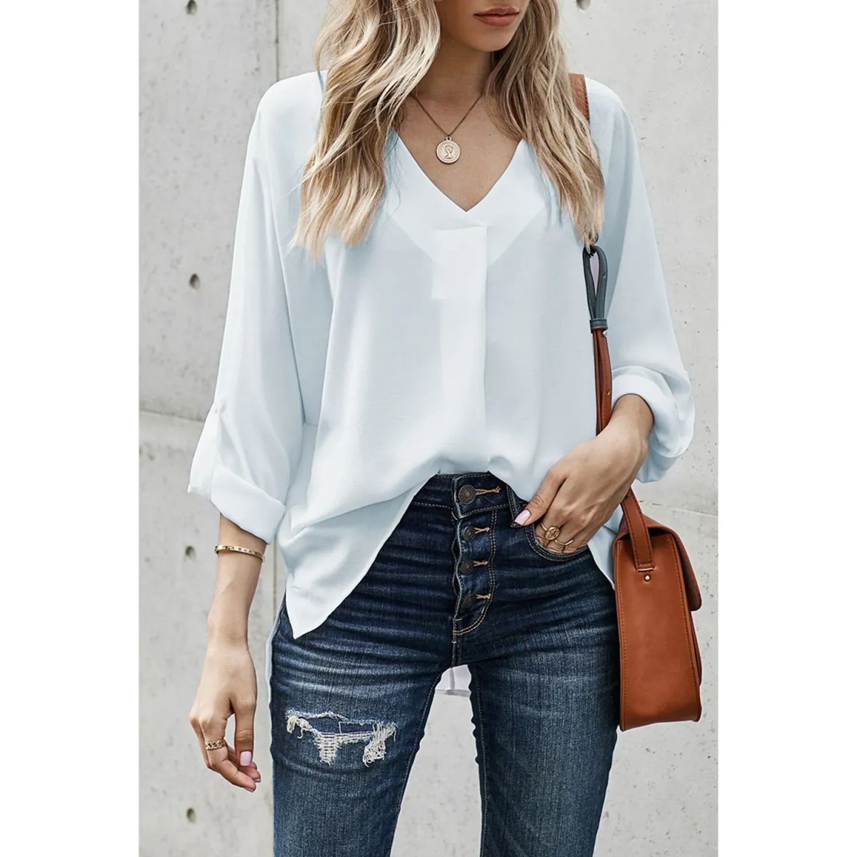 TIOZONEY - Blusa suelta mujer - Blanca