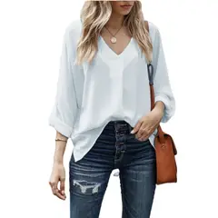 TIOZONEY - Blusa suelta mujer - Blanca