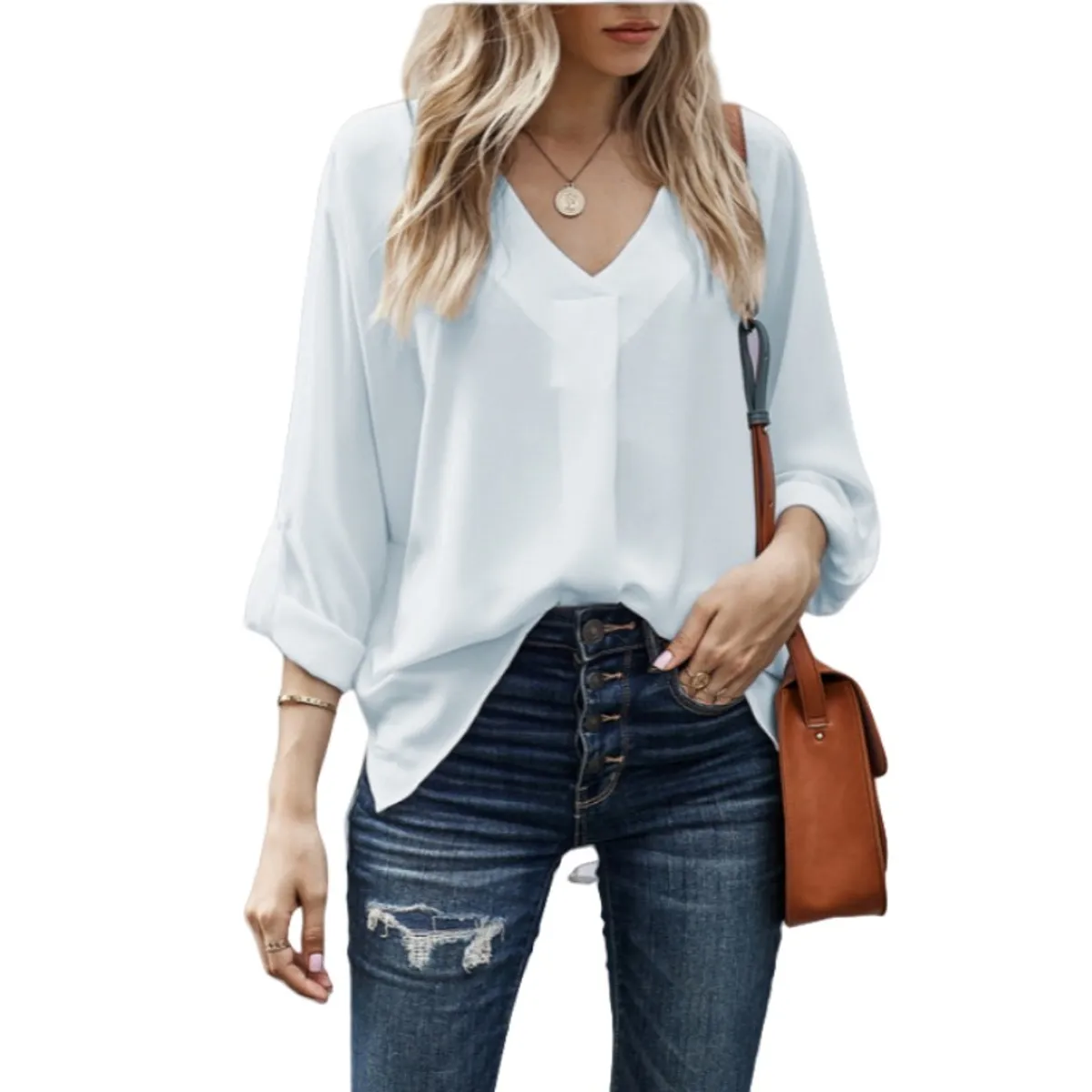 TIOZONEY - Blusa suelta mujer - Blanca