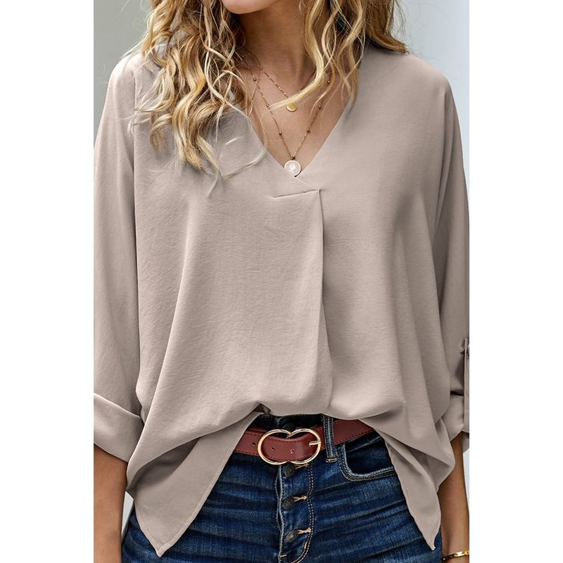 TIOZONEY - Blusa suelta mujer - Beige