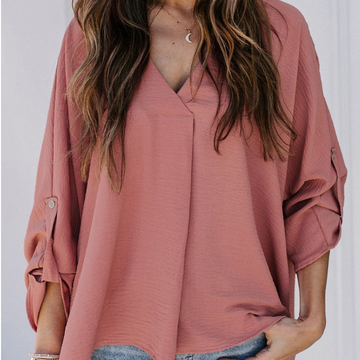 TIOZONEY - Blusa suelta mujer - Rosada