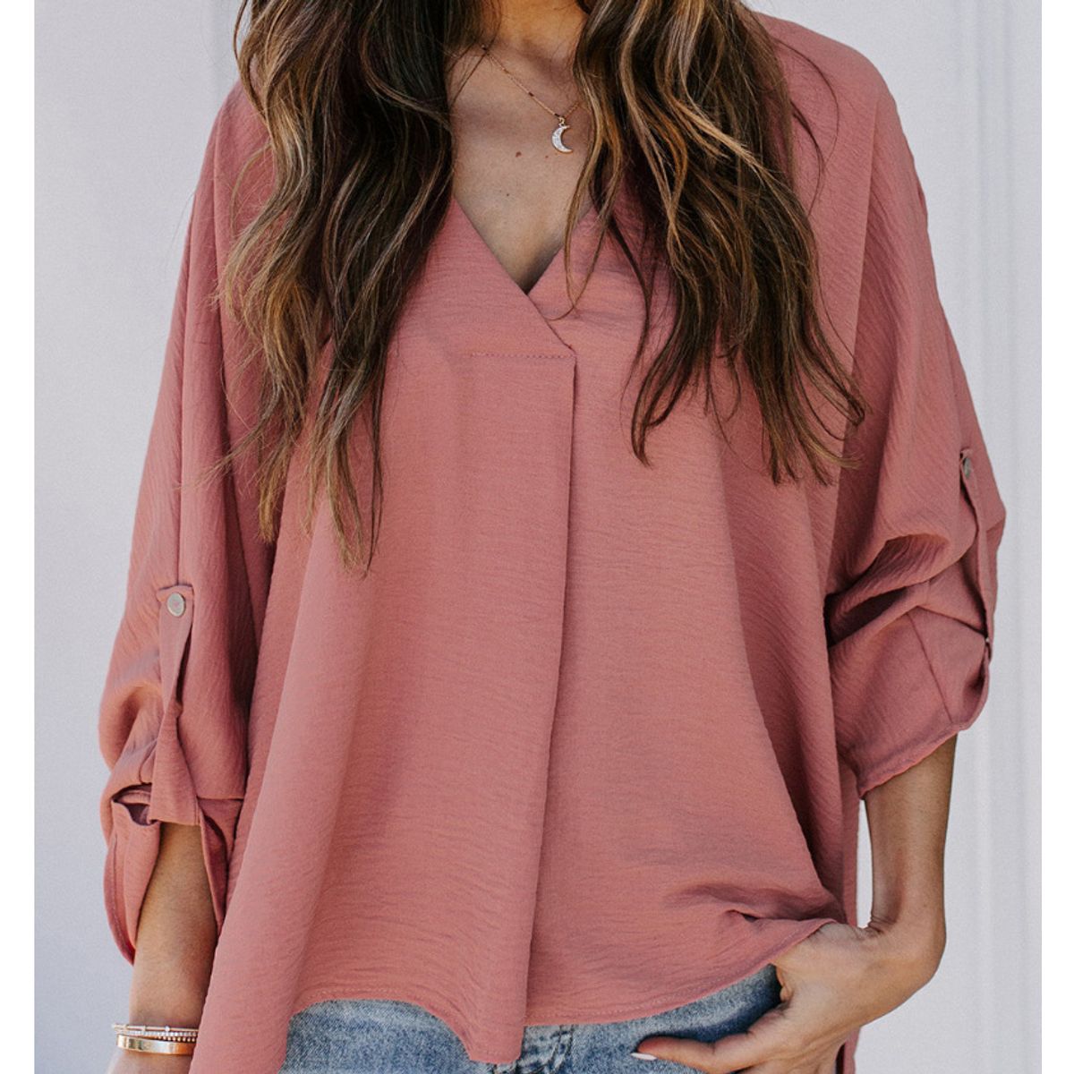 TIOZONEY - Blusa suelta mujer - Rosada