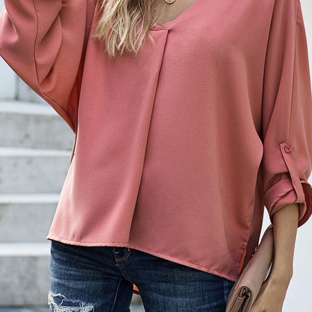 TIOZONEY - Blusa suelta mujer - Rosada