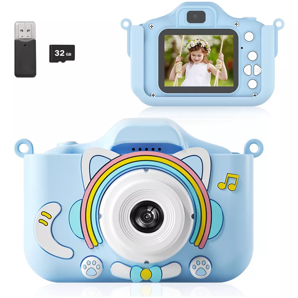TIOZONEY - Cámara Digital Hd Para Niños Juguete Foto Video Con 32gb Sd
