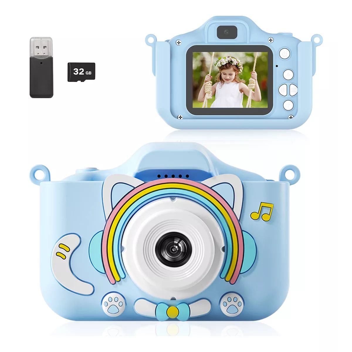 TIOZONEY - Cámara Digital Hd Para Niños Juguete Foto Video Con 32gb Sd