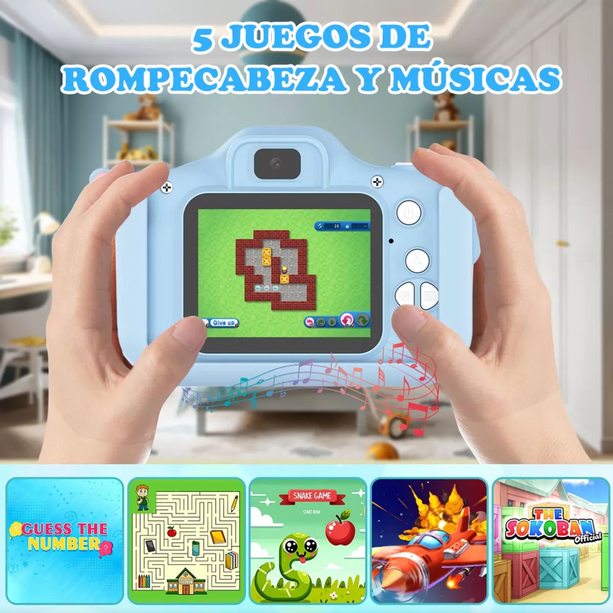 TIOZONEY - Cámara Digital Hd Para Niños Juguete Foto Video Con 32gb Sd