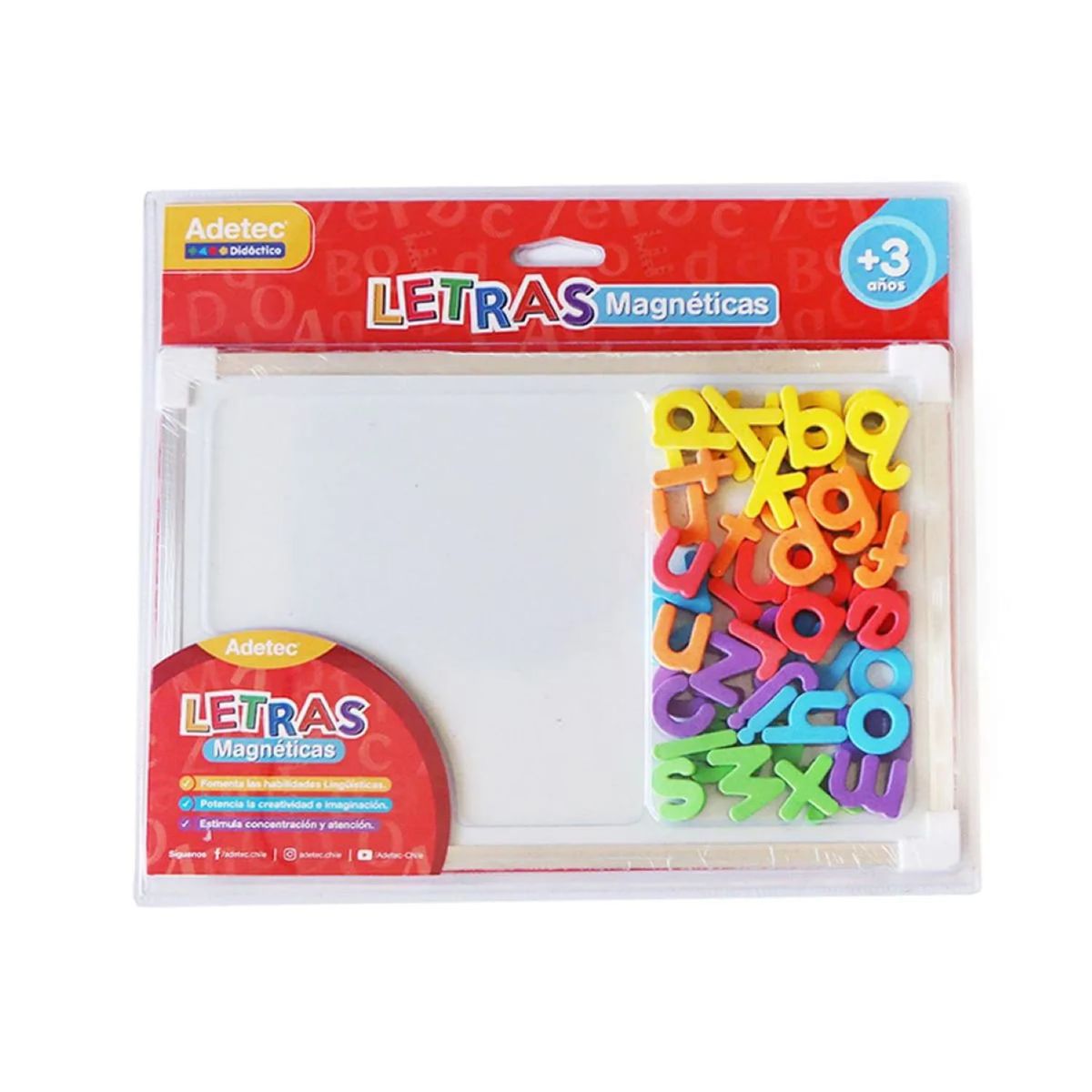 ADETEC - Pizarra Acrílica Blanca 28x31 cm Con Letras Magnéticas