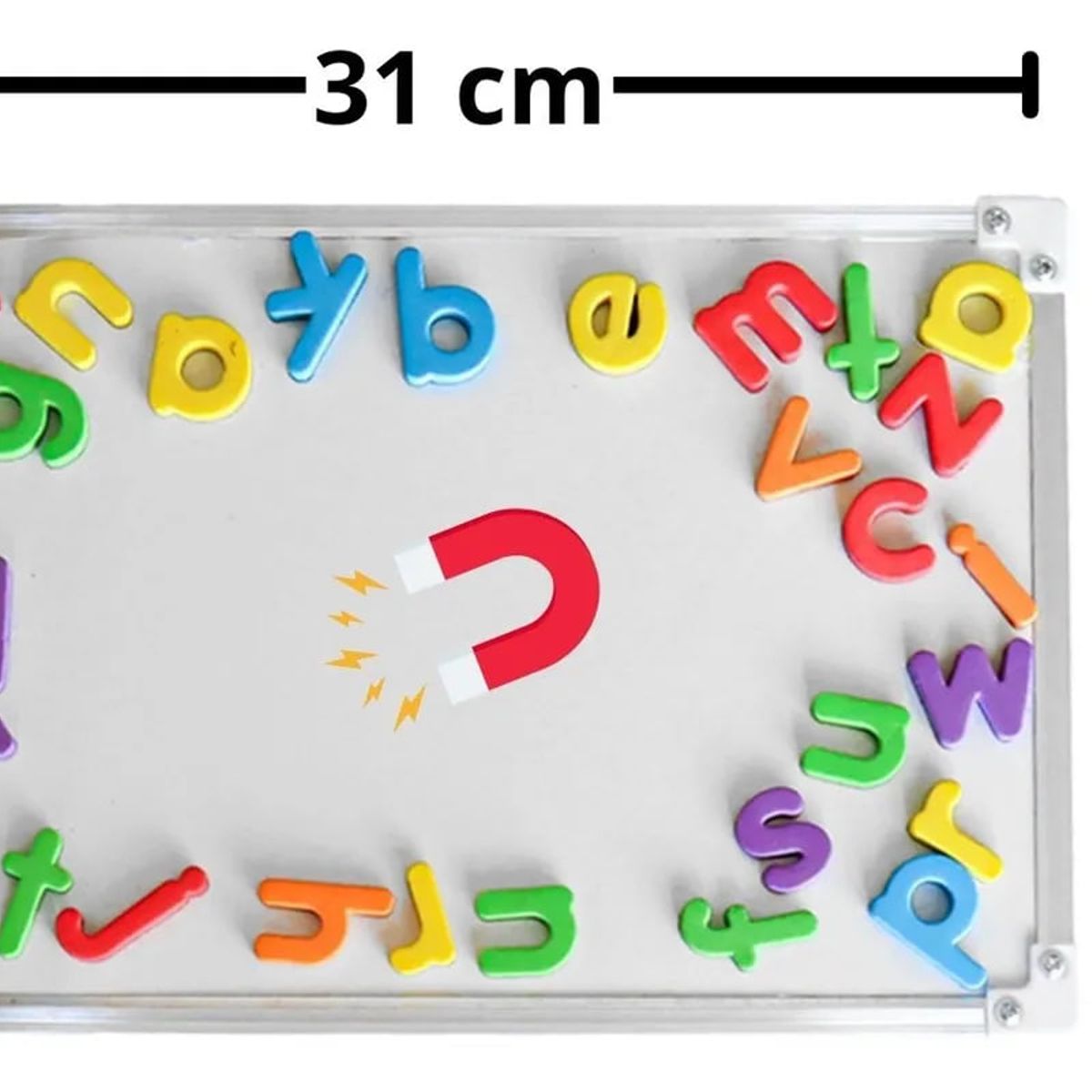 ADETEC - Pizarra Acrílica Blanca 28x31 cm Con Letras Magnéticas