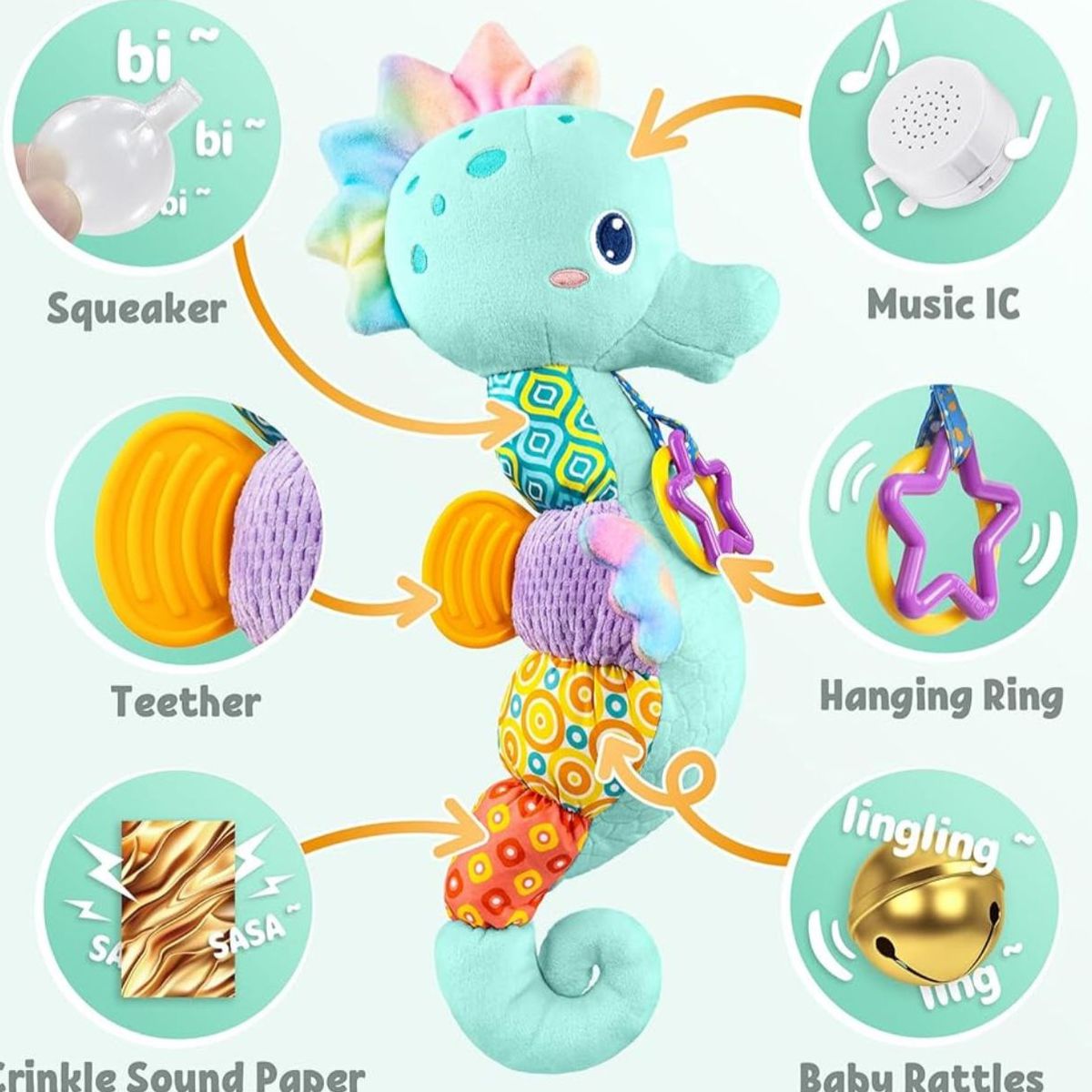 GENERICO - Peluche Caballito De Mar Sensorial Multicolor Infantil