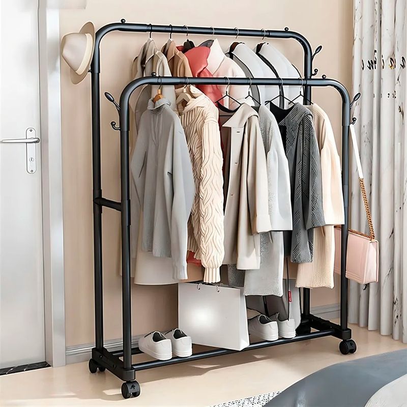 GENERICO - Perchero Rack Rodante Colgar Ropa 2 Niveles Negro