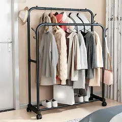 GENERICO - Perchero Rack Rodante Colgar Ropa 2 Niveles Negro