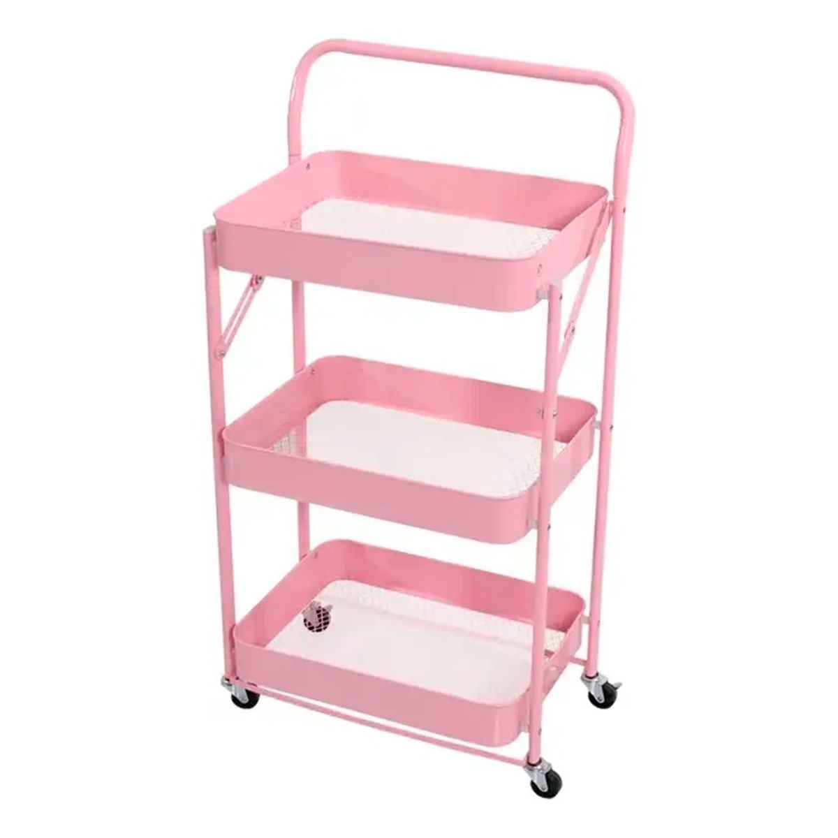 GENERICO - Carro Cocina Y Baño De 3 Canasta Con Ruedas Rosa