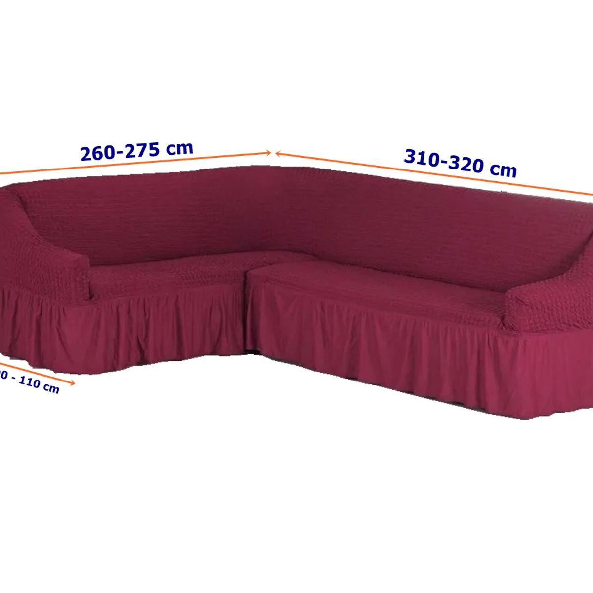 GENERICO - Funda Cubre Sofá Tipo L Color ROJO ITALIANO Algodón Turco 100% Origina