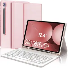 GENERICO - Funda Con Teclado Para Samsung Galaxy Tab S9+ / S9 Fe+ 12.4 Rosa Gold