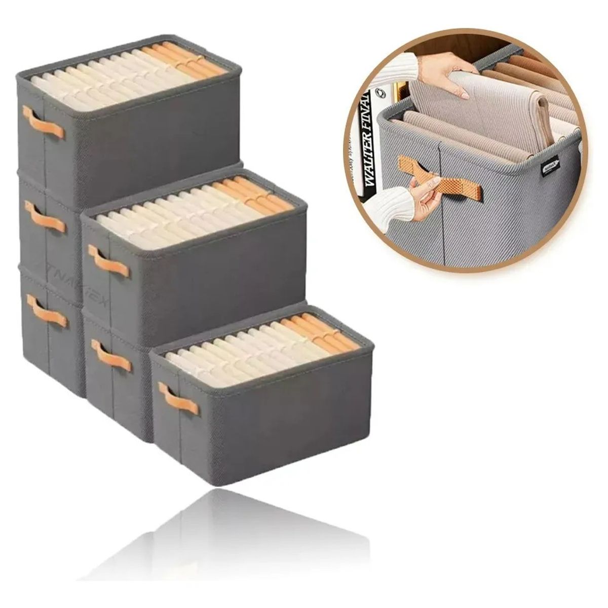 MUNDO MAGIA - 6x Bolsas Organizador Ropa Caja Plegable Asa Almacenamiento