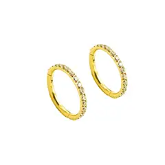 ELBAULDEJUMA - Argollas Huggies 6mm 16g Titanio F136 Zirconia Chapada Oro 18k