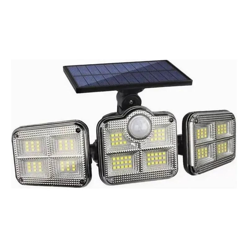 MUNDO MAGIA - Luz Solar Foco Triple Cabezal Con Sensor De Movimientos