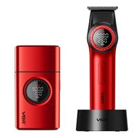 Barber Combo VGR Pro Patilera V-977 + Afeitadora V-377 Rojo