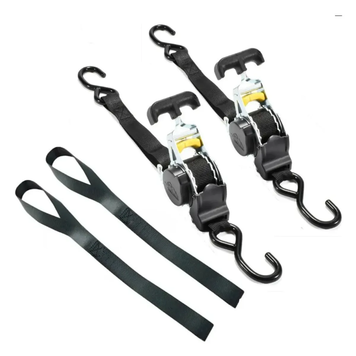 MUNDO MAGIA - Pack X2 Correaeslinga Amarre Retráctil 25cmx3m Negro