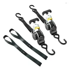 MUNDO MAGIA - Pack X2 Correaeslinga Amarre Retráctil 25cmx3m Negro