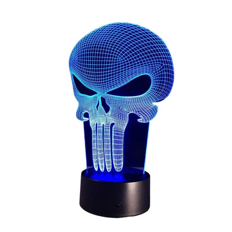 GENERICO - Lampara led Ilusión 3D Punisher De 7 Colores