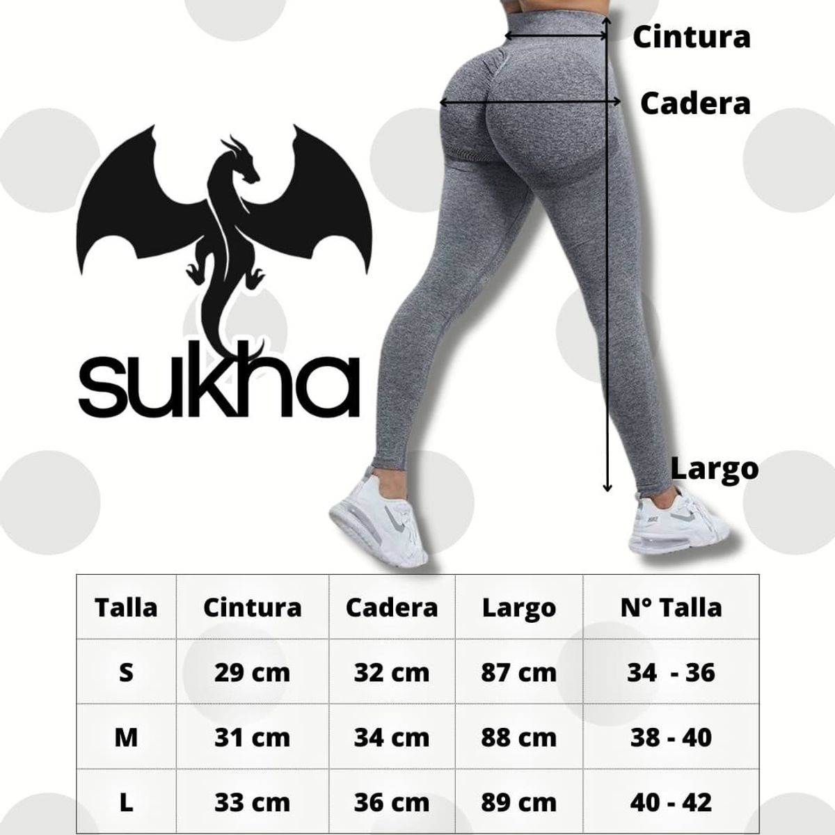 SUKHA - Calzas Leggings Push Up con Blanco Tiro Alto