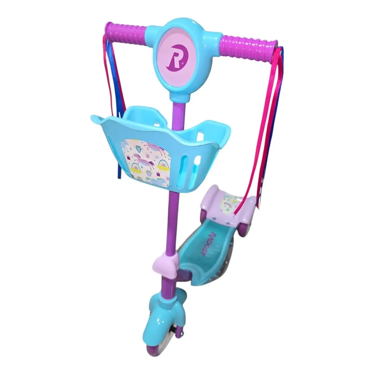 GENERICO - Triscooter con canasto luces led 3 ruedas Radost para niños