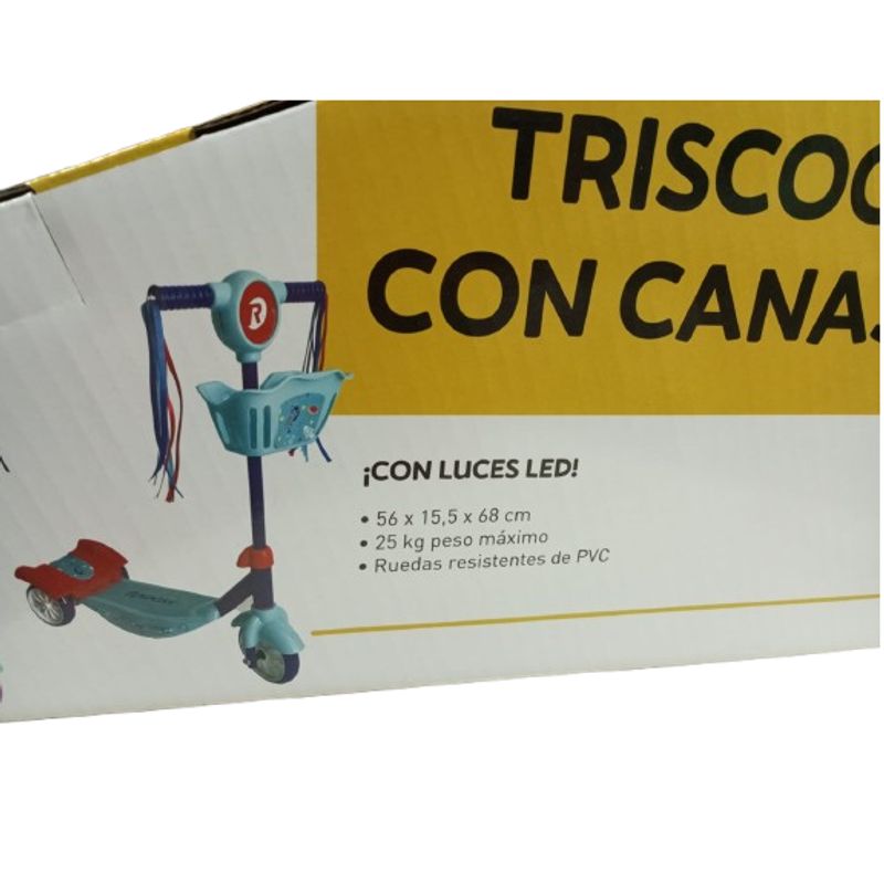 GENERICO - Triscooter con canasto luces led 3 ruedas Radost para niños