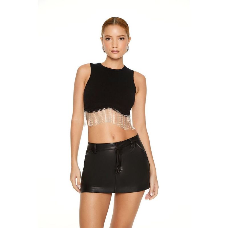 VARIOS - Croptop Flecos de Pedrería Negro She Shines
