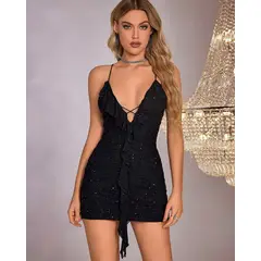VARIOS - Vestido Black Coral Negro She Shines