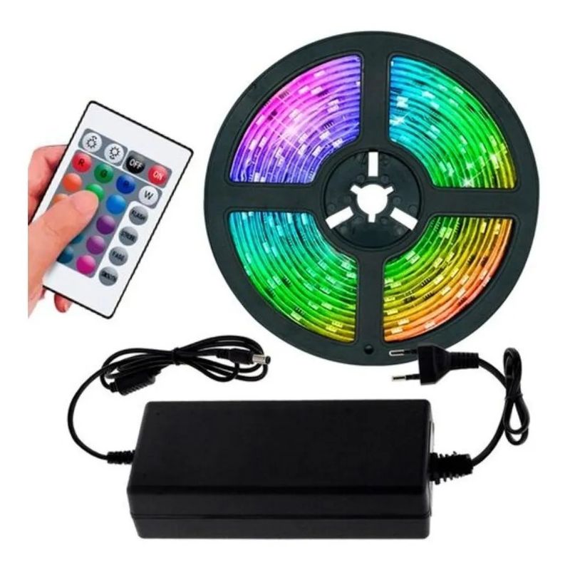 GENERICO - Cinta Led Rgb Rollo 5 Metros Con Control Multicolor