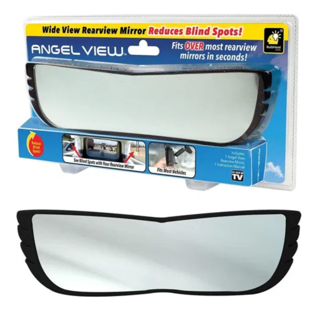 MOVI - Espejo Retrovisor Panorámico 30cm Antirreflejo Universal Auto