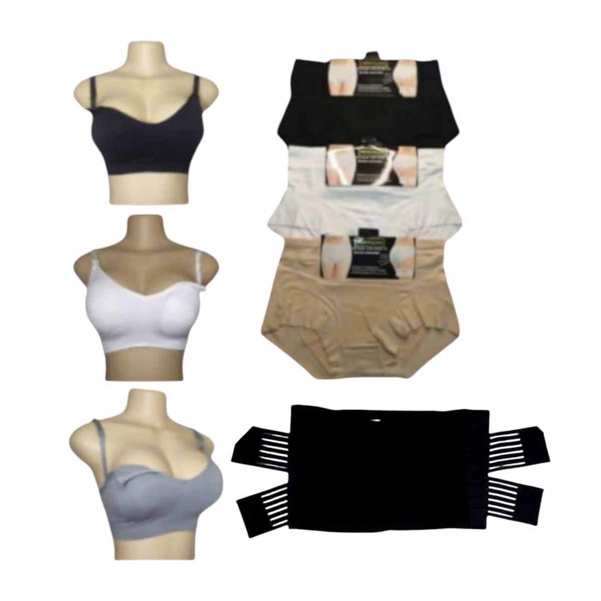 FASHIONS - Pack maternidad 3 sostenes lactancia 3 calzones faja postparto