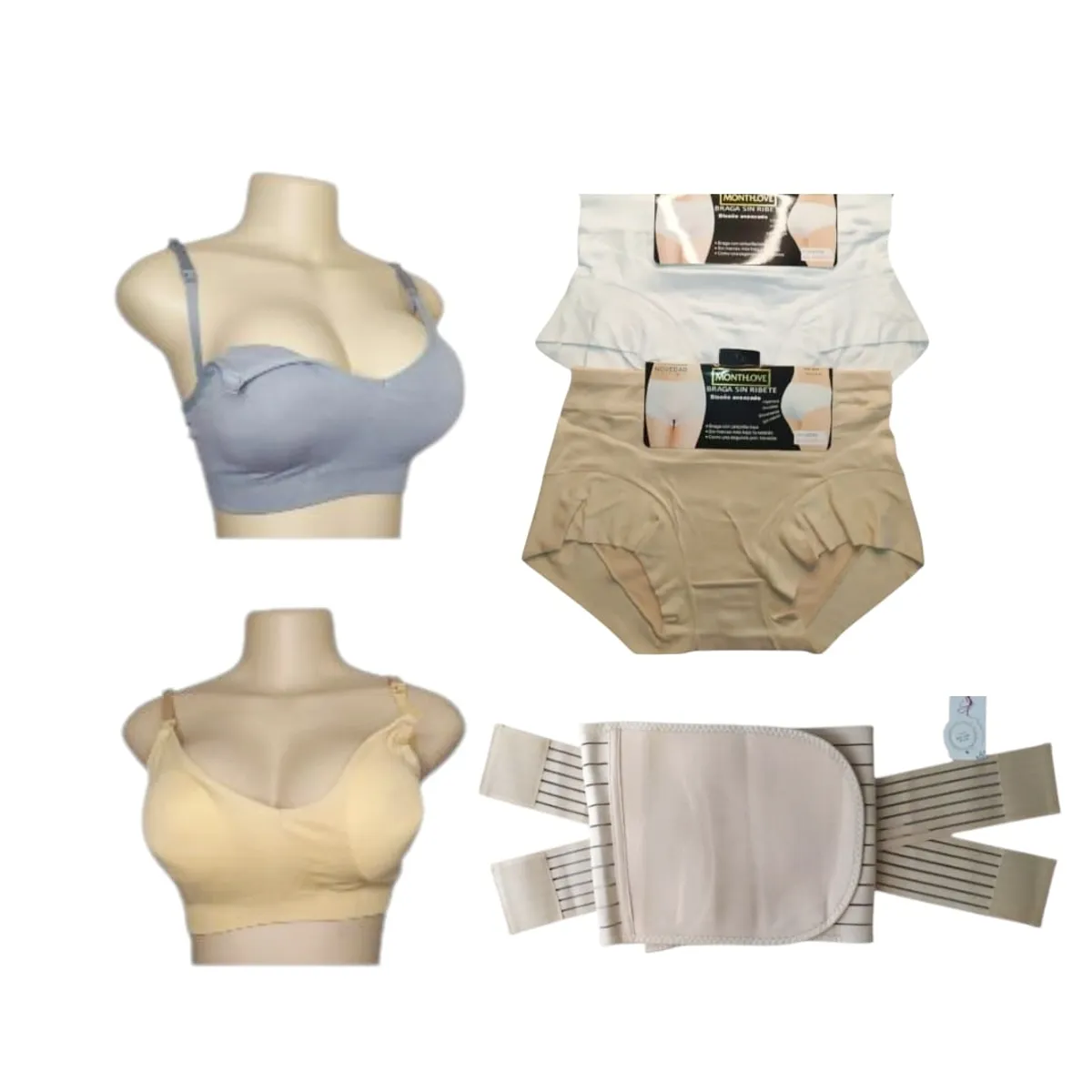 FASHIONS - Pack maternal 2 sostenes lactancia 2 calzones y faja postparto